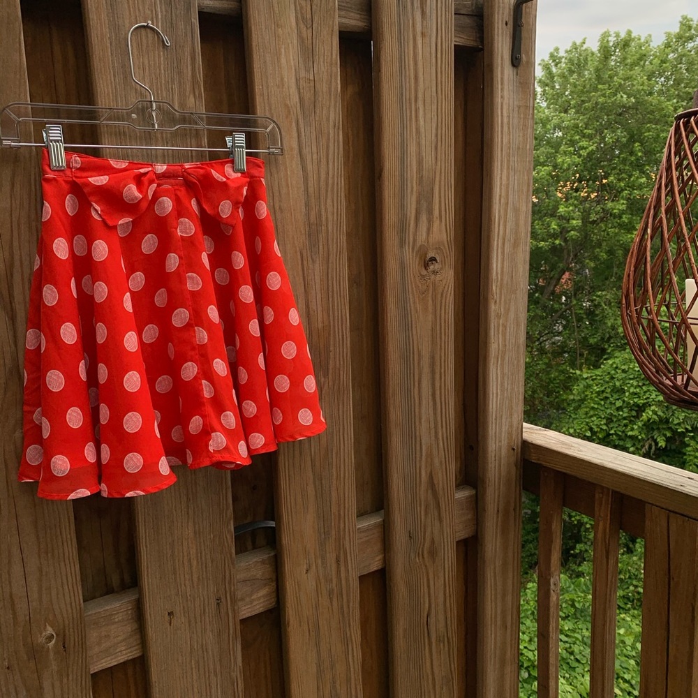 Material Girl Red Dotted Flouncy Skirt